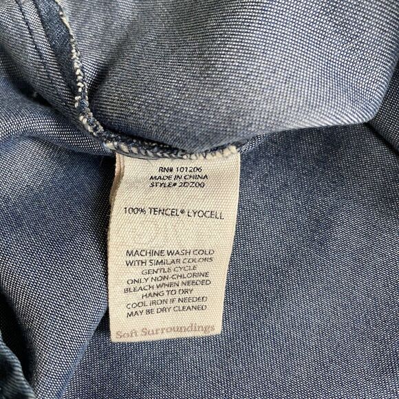 Soft Surroundings Tunic Shirt S Blue Chambray Long Sleeve Button Tencel Boho - Picture 8 of 8